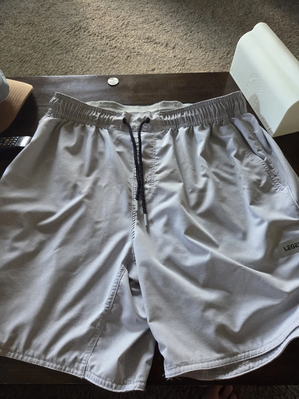 LEGEND Light Gray Men’s Hybrid Shorts with Drawstring Waist
